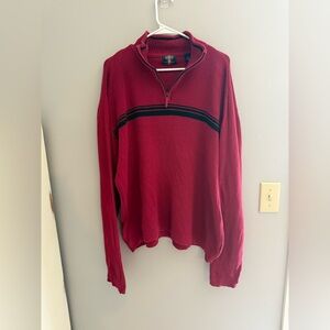 Arrow Pullover Knit Sweater Mens SZ XL Red Long Sleeve High Neck 3/4 Zip Cotton